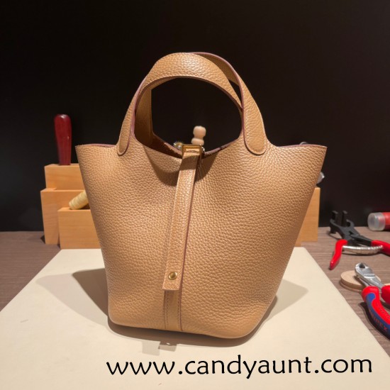 Hermes Picotin Clemence 18cm 0M/Chai Silver Hardware Hermes Picotin Clemence 18cm 0M/Chai Silver Hardware