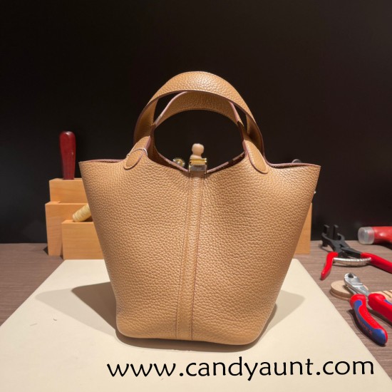 Hermes Picotin Clemence 18cm 0M/Chai Silver Hardware Hermes Picotin Clemence 18cm 0M/Chai Silver Hardware