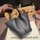 Hermes Picotin Clemence 18cm 89 /Black (Noir) Gold Hardware Hermes Picotin Clemence 18cm 89 /Black (Noir) Gold Hardware
