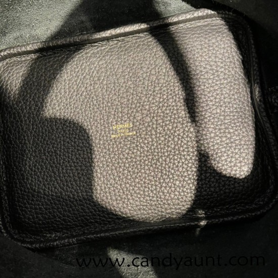 Hermes Picotin Clemence 18cm 89 /Black (Noir) Gold Hardware Hermes Picotin Clemence 18cm 89 /Black (Noir) Gold Hardware