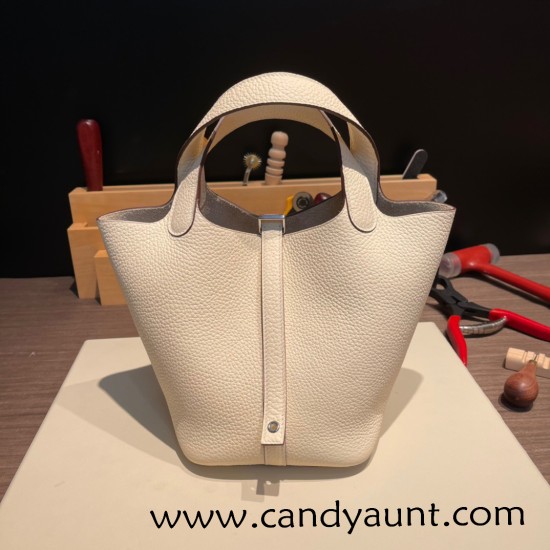 Hermes Picotin Clemence 18cm I2 /Nata Silver Hardware Hermes Picotin Clemence 18cm I2 /Nata Silver Hardware
