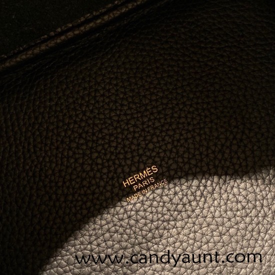 Hermes Picotin Clemence 18cm 89 /Black (Noir) Gold Hardware Hermes Picotin Clemence 18cm 89 /Black (Noir) Gold Hardware