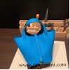 Hermes Picotin Clemence 18cm 0F /Blue Frida Silver Hardware