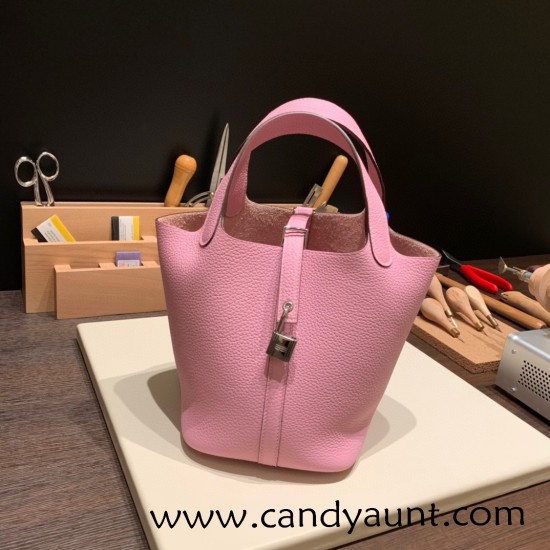 Hermes Picotin Clemence 18cm P9 /Anemone Silver Hardware Hermes Picotin Clemence 18cm P9 /Anemone Silver Hardware