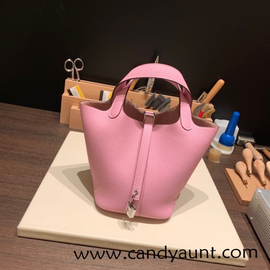 Hermes Picotin Clemence 18cm P9 /Anemone Silver Hardware Hermes Picotin Clemence 18cm P9 /Anemone Silver Hardware