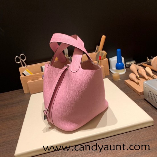 Hermes Picotin Clemence 18cm P9 /Anemone Silver Hardware Hermes Picotin Clemence 18cm P9 /Anemone Silver Hardware
