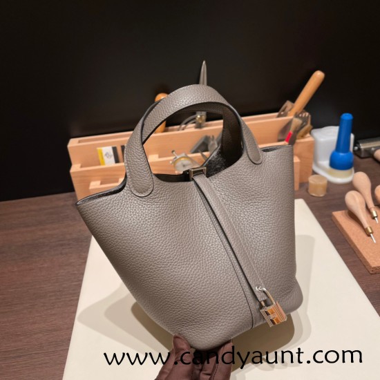 Hermes Picotin Clemence 18cm 8F /Etain Silver Hardware Hermes Picotin Clemence 18cm 8F /Etain Silver Hardware