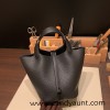 Hermes Picotin Clemence 18cm 89 /Black (Noir) Black Hardware