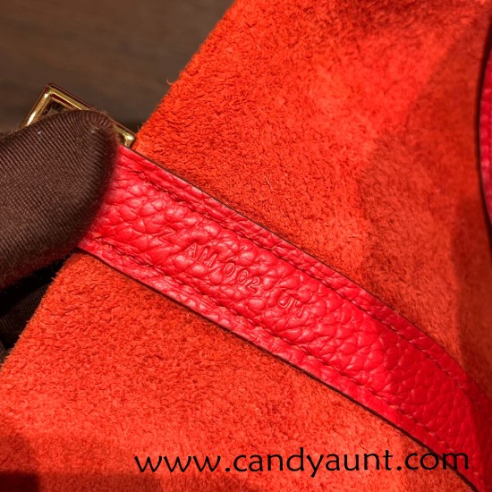 Hermes Picotin Clemence 18cm 0G /Rouge Sellier Gold Hardware Hermes Picotin Clemence 18cm 0G /Rouge Sellier Gold Hardware