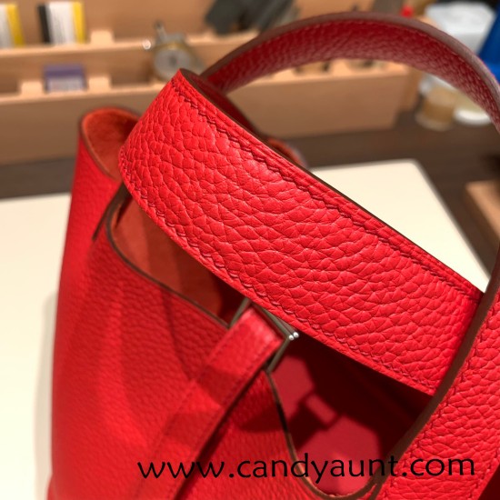 Hermes Picotin Clemence 18cm S3 /Rouge Cœur Silver Hardware Hermes Picotin Clemence 18cm S3 /Rouge Cœur Silver Hardware