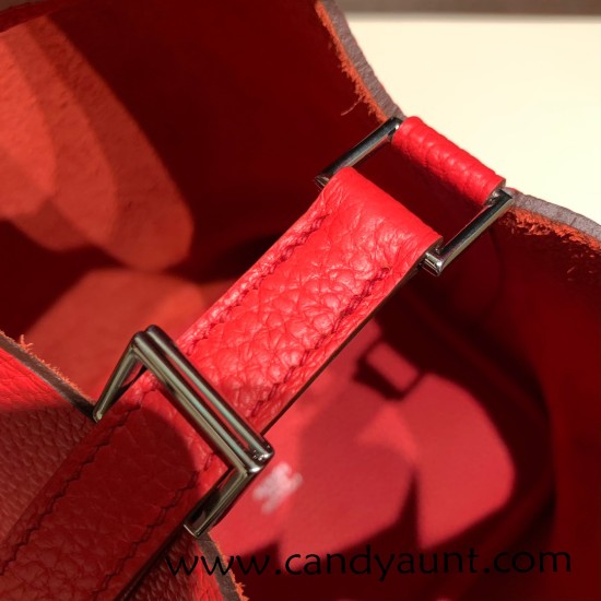 Hermes Picotin Clemence 18cm S3 /Rouge Cœur Silver Hardware Hermes Picotin Clemence 18cm S3 /Rouge Cœur Silver Hardware