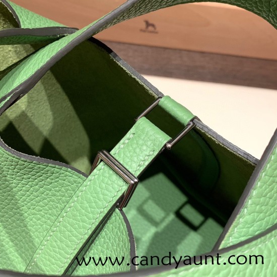 Hermes Picotin Clemence 18cm 3I/Vert Criquet Silver Hardware Hermes Picotin Clemence 18cm 3I/Vert Criquet Silver Hardware
