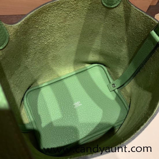 Hermes Picotin Clemence 18cm 3I/Vert Criquet Silver Hardware Hermes Picotin Clemence 18cm 3I/Vert Criquet Silver Hardware