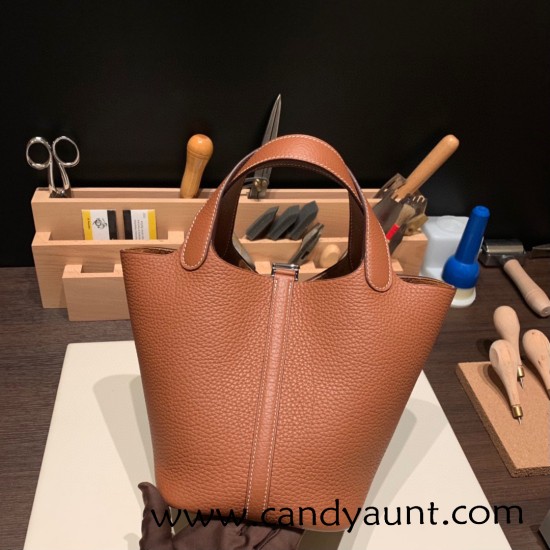 Hermes Picotin Clemence 18cm 37/Gold Silver Hardware Hermes Picotin Clemence 18cm 37/Gold Silver Hardware