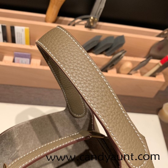 Hermes Picotin Clemence 18cm 18 /Étoupe Grey Silver Hardware Hermes Picotin Clemence 18cm 18 /Étoupe Grey Silver Hardware