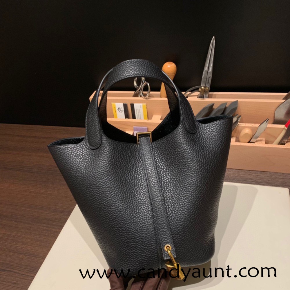 Hermes Picotin Clemence 18cm 89 /Black Gold Hardware