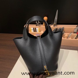 Hermes Picotin Clemence 18cm 89 /Black Gold Hardware