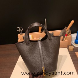 Hermes Picotin Clemence 18cm so black Gold Hardware