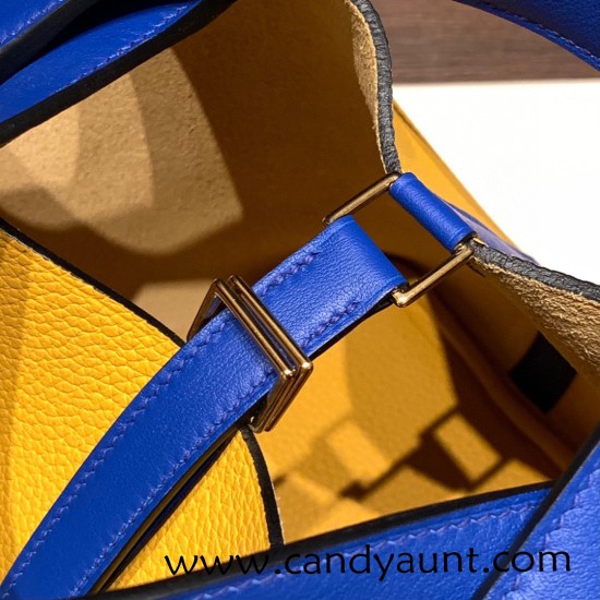 Hermes Picotin Clemence 18cm 9D Jaune Ambre & 7T /Blue Electric Silver Hardware Hermes Picotin Clemence 18cm 9D Jaune Ambre & 7T /Blue Electric Silver Hardware