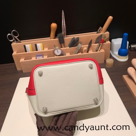 Hermes Picotin Clemence 18cm 80 /Pearl Grey & Q5 Rouse Casaque Silver Hardware Hermes Picotin Clemence 18cm 80 /Pearl Grey & Q5 Rouse Casaque Silver Hardware