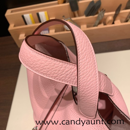 Hermes Picotin Clemence 18cm 3Q /Rose Sakura Silver Hardware Hermes Picotin Clemence 18cm 3Q /Rose Sakura Silver Hardware