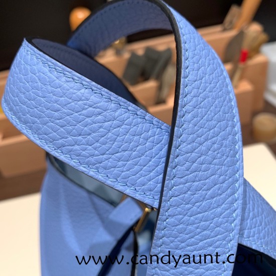Hermes Picotin Clemence 18cm 2T /Blue Paradise Gold Hardware Hermes Picotin Clemence 18cm 2T /Blue Paradise Gold Hardware