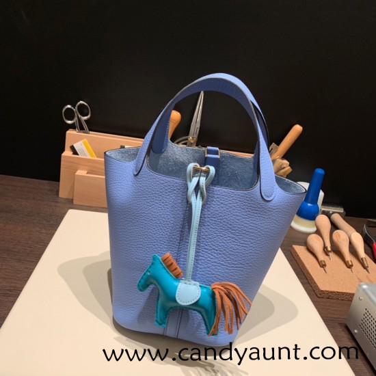 Hermes Picotin Clemence 18cm 2T /Blue Paradise Gold Hardware Hermes Picotin Clemence 18cm 2T /Blue Paradise Gold Hardware