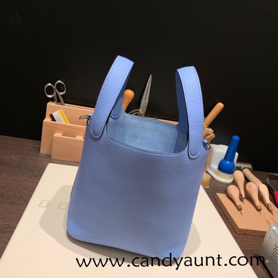 Hermes Picotin Clemence 18cm 2T /Blue Paradise Silver Hardware Hermes Picotin Clemence 18cm 2T /Blue Paradise Silver Hardware