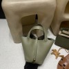 Picotin Lock 18/PM Taurillon Clemence (TC) Q1/Sauge Silver Hardware Fully Hand-Stitched