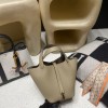 Picotin Lock 18/PM Taurillon Clemence (TC) 8Q Beige Marfa (Latest Color of 2023 AW Collection!) Gold Hardware Fully Hand-Stitched