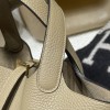 Picotin Lock 18/PM Taurillon Clemence (TC) 8Q Beige Marfa (Latest Color of 2023 AW Collection!) Gold Hardware Fully Hand-Stitched