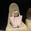 Picotin Lock 18/PM Taurillon Clemence (TC) 09 Mauve Pale 2023 (New Color Launched in Hermes 2022 AW) Silver Hardware Fully Hand-Stitched