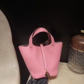 5P/Pink Gold Hardware Picotin Lock 18/PM Taurillon Clemence (TC)