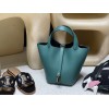 Z6/Malachite Gold Hardware Picotin Lock 18/PM Taurillon Clemence (TC)