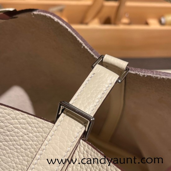 HERMES Picotin Lock 22/MM CLEMENCE I2/Nata Silver Hardware HERMES Picotin Lock 22/MM CLEMENCE I2/Nata Silver Hardware