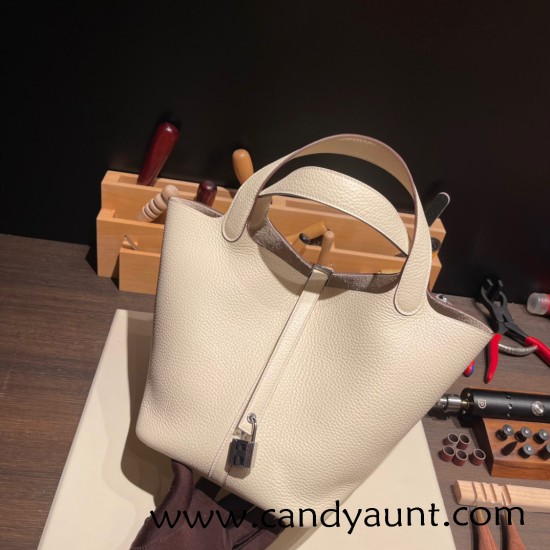 HERMES Picotin Lock 22/MM CLEMENCE I2/Nata Silver Hardware HERMES Picotin Lock 22/MM CLEMENCE I2/Nata Silver Hardware