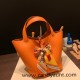 HERMES Picotin Lock 22/MM CLEMENCE Orange Gold Hardware HERMES Picotin Lock 22/MM CLEMENCE Orange Gold Hardware