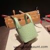 HERMES Picotin Lock 22/MM Ostrich 3I/Vert Criquet Silver Hardware
