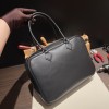 Hermès Plume 32 Swift 89/Black (Noir) X 93/Orange Silver Hardware Plume-001 Fully Hand-Stitched