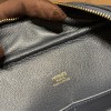 Hermès Plume 32 Evercolor 73/Blue Saphir X Vert Verone Silver Hardware Plume-002 Fully Hand-Stitched
