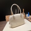 Hermès Plume 21 Ostrich 3C/Parchemin Silver Hardware Plume-004 Fully Hand-Stitched