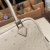 Hermès Plume 21 Ostrich 3C/Parchemin Silver Hardware Plume-004 Fully Hand-Stitched