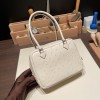 Hermès Plume 21 Ostrich 3C/Parchemin Silver Hardware Plume-004 Fully Hand-Stitched