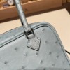 Hermès Plume 21 Ostrich 8U/Blue Glacier Silver Hardware Plume-005 Fully Hand-Stitched