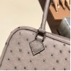 Hermès Plume 21 Ostrich M8/Gris Asphalt Silver Hardware Plume-007 Fully Hand-Stitched