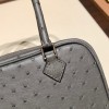 Hermès Plume 21 Ostrich 8F/Etain Silver Hardware Plume-009 Fully Hand-Stitched