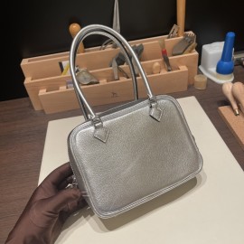 Hermès Plume 21 Chevre Mysore Silver Silver Hardware Plume-011 Fully Hand-Stitched