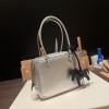 Hermès Plume 21 Chevre Mysore Silver Silver Hardware Plume-011 Fully Hand-Stitched