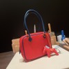 Hermès Plume 21 Evercolor S3/Rouge Cœur X Deep Blue Silver Hardware Plume-012 Fully Hand-Stitched