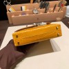 Hermès Plume 21 Crocodile 9D/Jaune Ambre Silver Hardware Verrou-015 Fully Hand-Stitched
